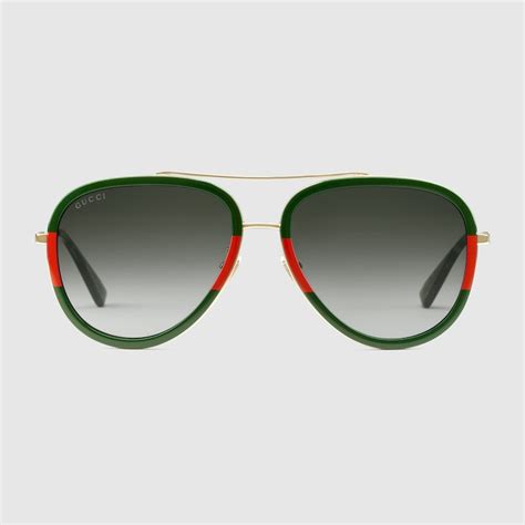 gucci sunglasses green red frame|gucci aviator sunglasses on sale.